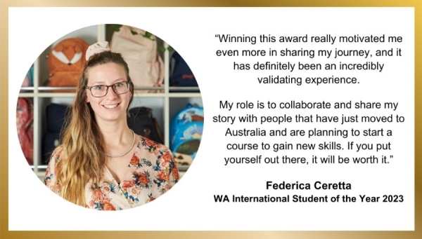 Federica Ceretta, WA International Student of the Year 2023